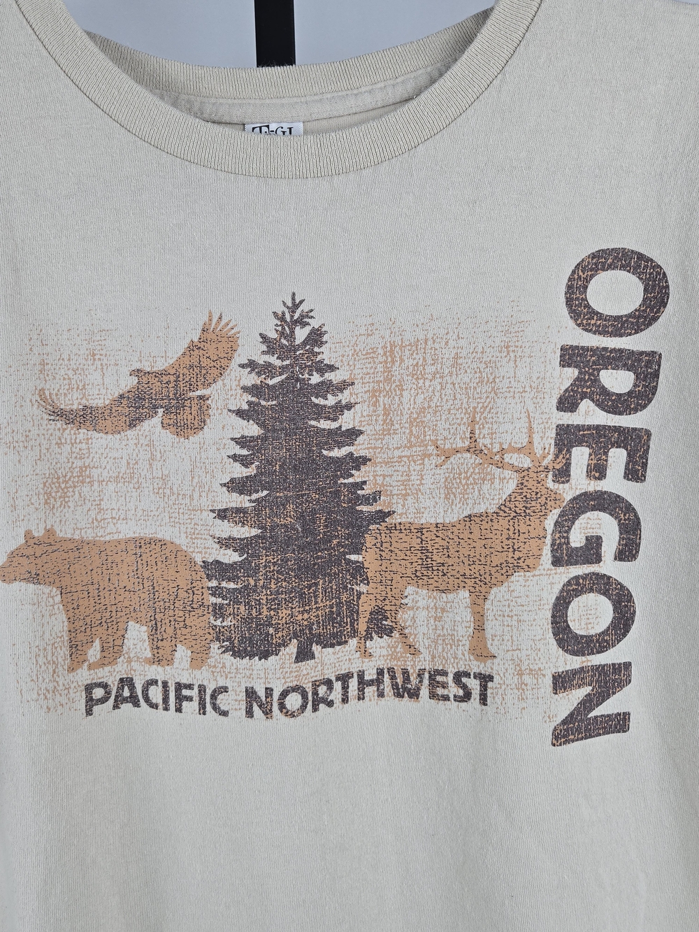 Tipsy Oregon Pacific Northwest Graphic Tee Tan Size XL - Picture 3 of 4
